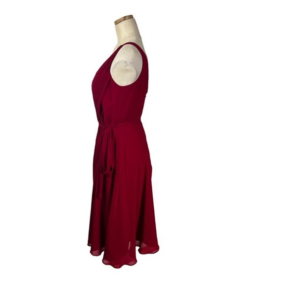 David's Bridal Women's dress S red faux wrap v neck sleeveless flowy - Picture 5 of 7